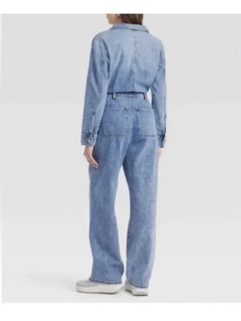 NWT Universal Thread Women’s 2R Denim Utility Jumpsuit Light Wash Button B0851 - Picture 4 of 16